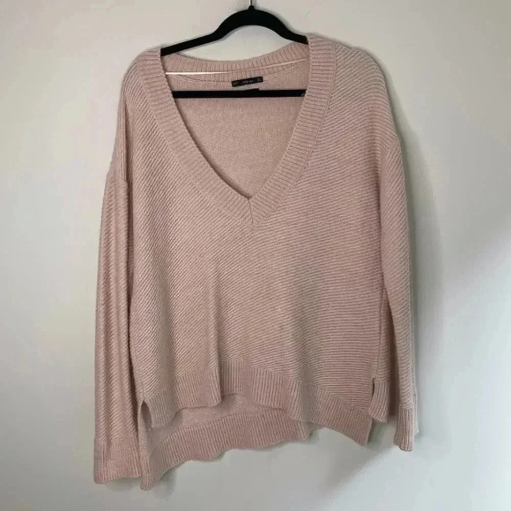 Zara Women's Knit Sweater Small pink Coquette Fairy Coastal Cottage core boho - Picture 8 of 16